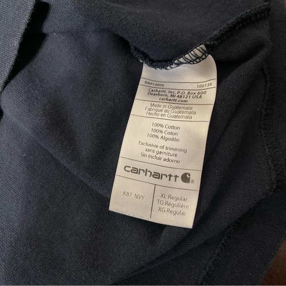 Carhartt Short Sleeve Pocket Tshirt Men’s Size XL Navy Work Wear - Picture 6 of 7